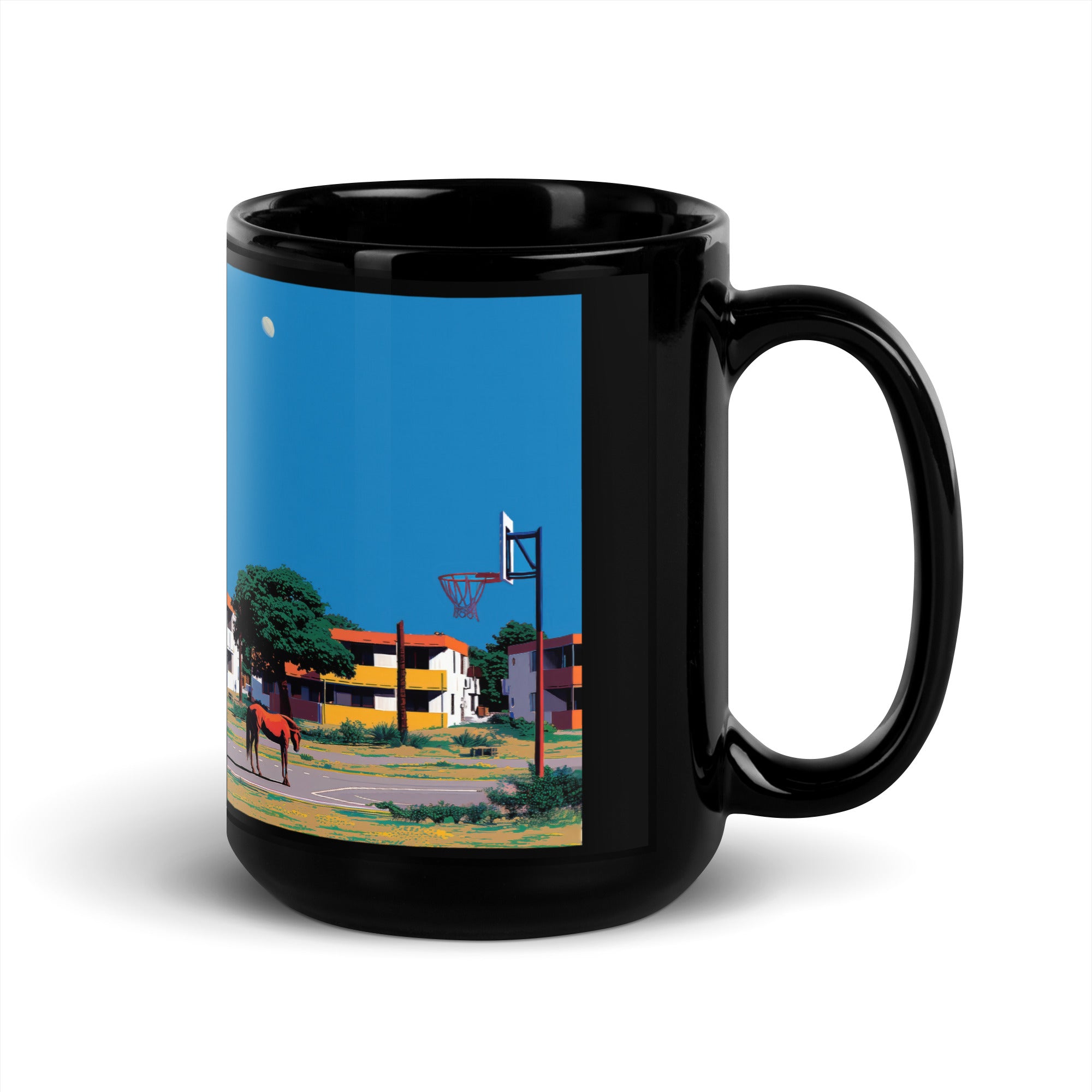 Caballo en cancha Black Glossy Mug