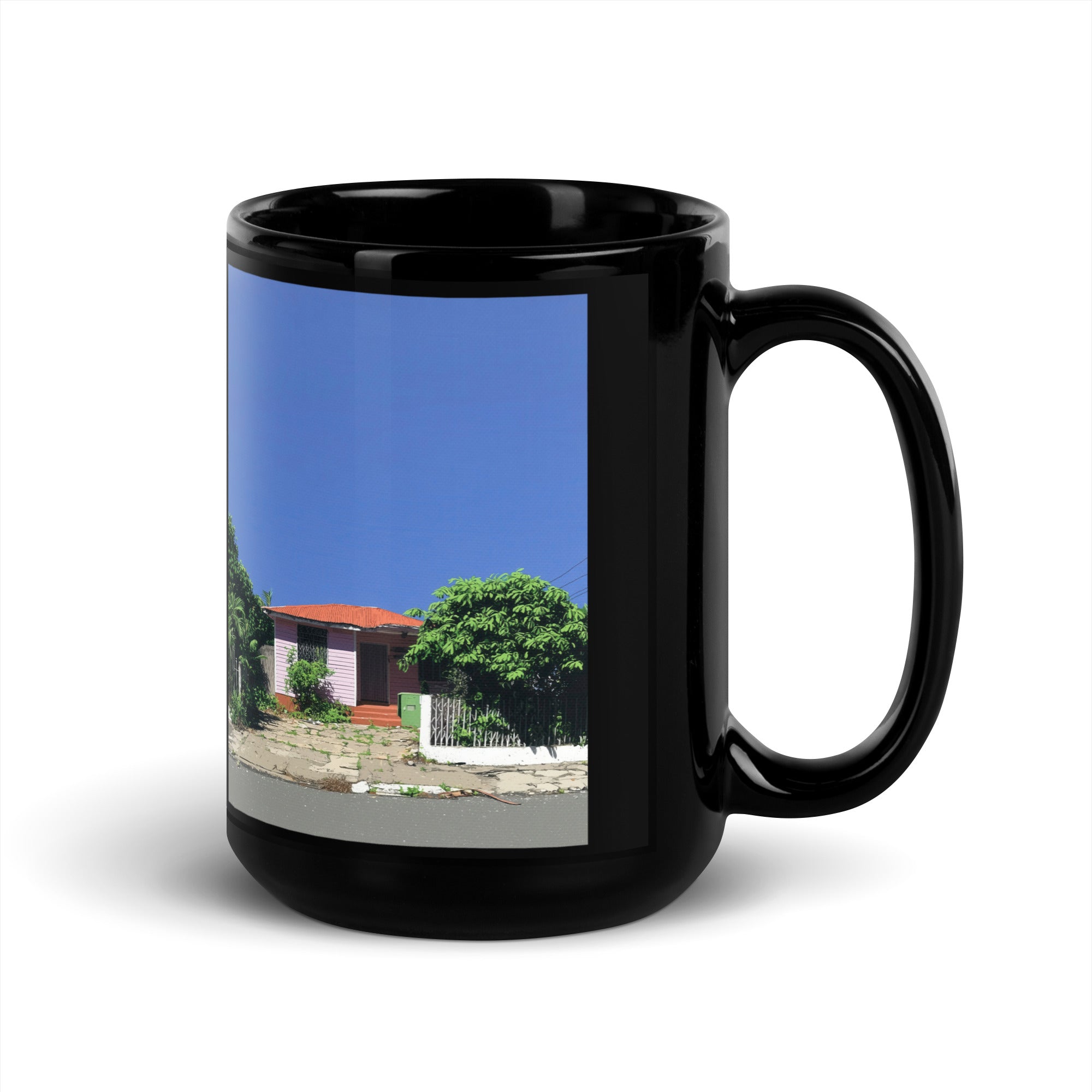 Casita rosa Black Glossy Mug