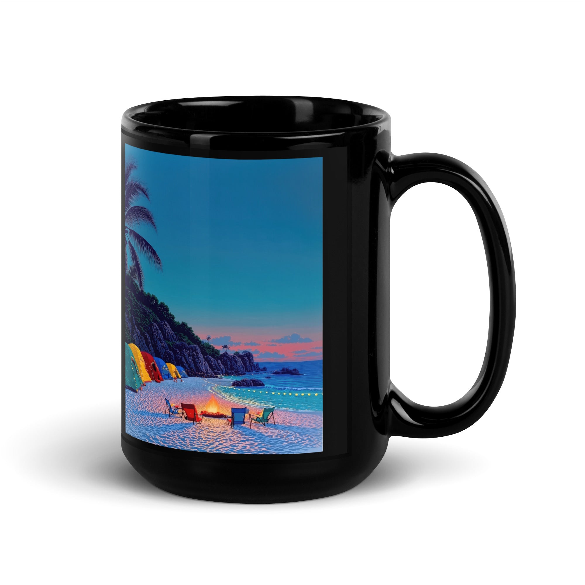 Camping Culebra I Black Glossy Mug