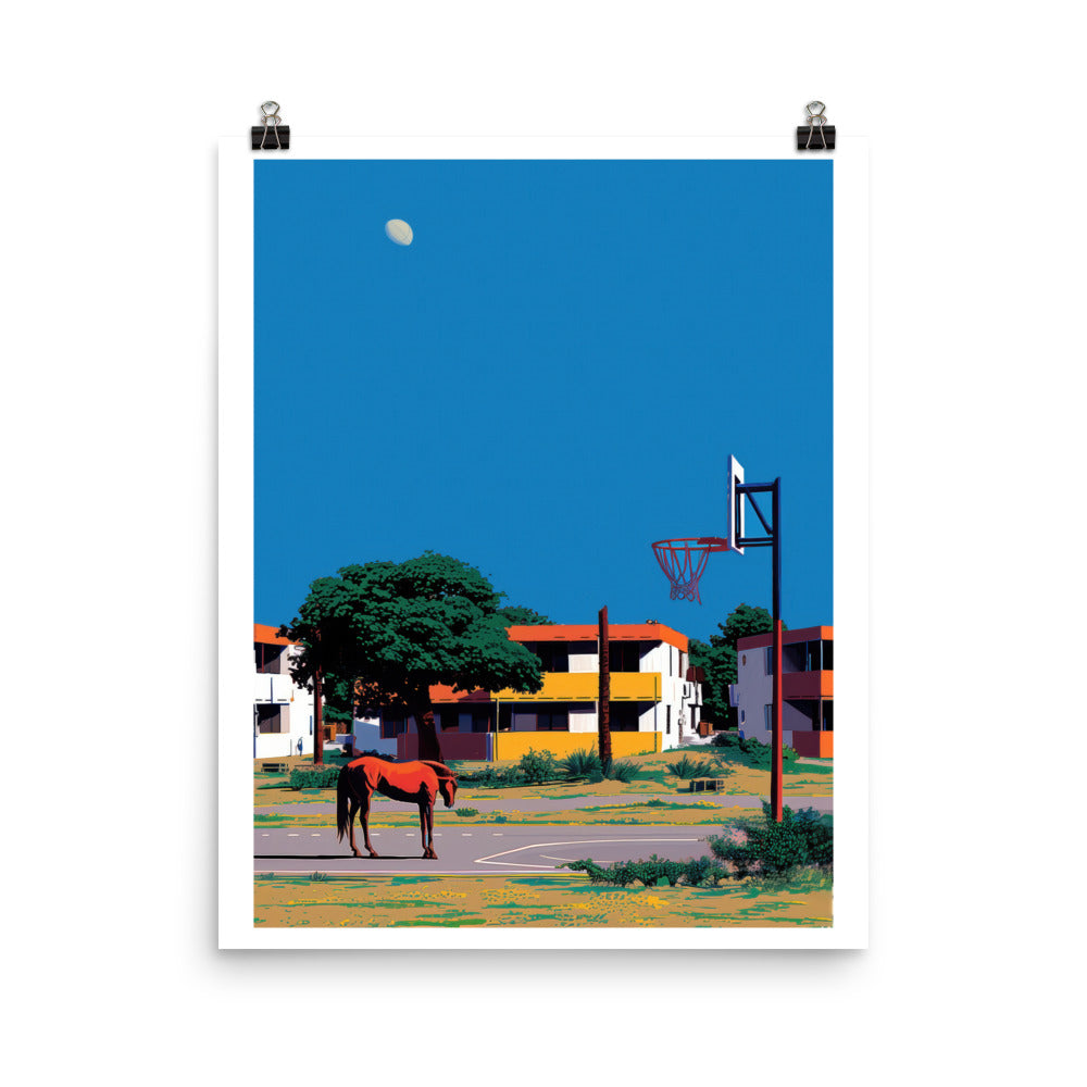 Caballo en cancha poster (16x20)